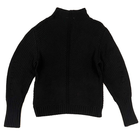 PURE / US Black Open Knit Funnel Turtleneck Sweater Womens Small EUC - Picture 8 of 10